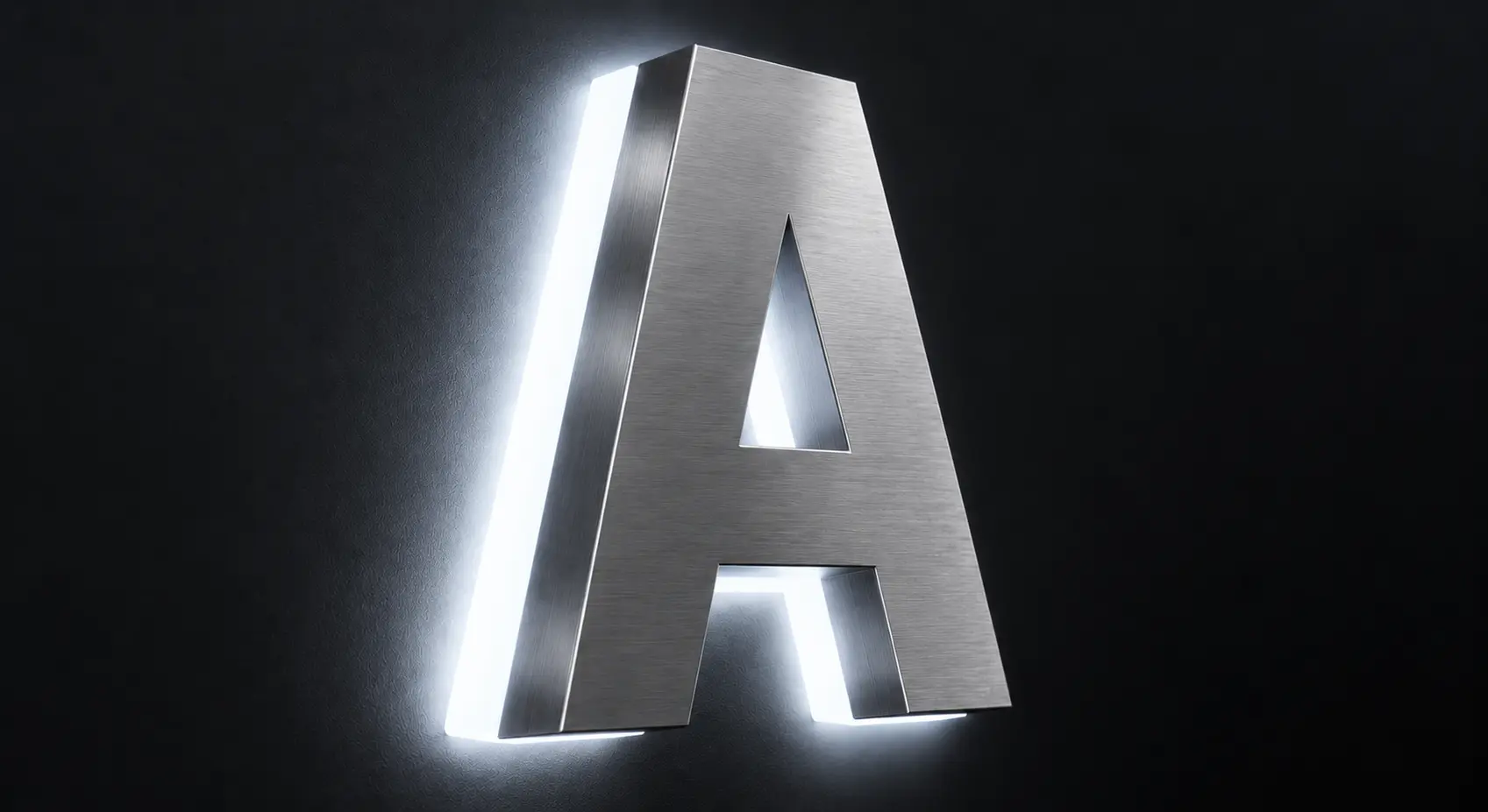 Madsign-enseigne-LED-tranche-lumineuse Lettre boîtier tranche éclairée LED en inox brossé