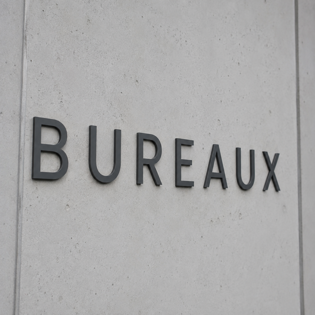 Signalétique BUREAUX en lettres aluminium anthracite